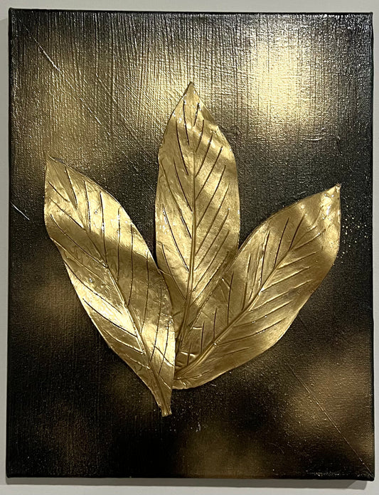 3D Clay Floral Leaf Canvas Art (11 x 14)