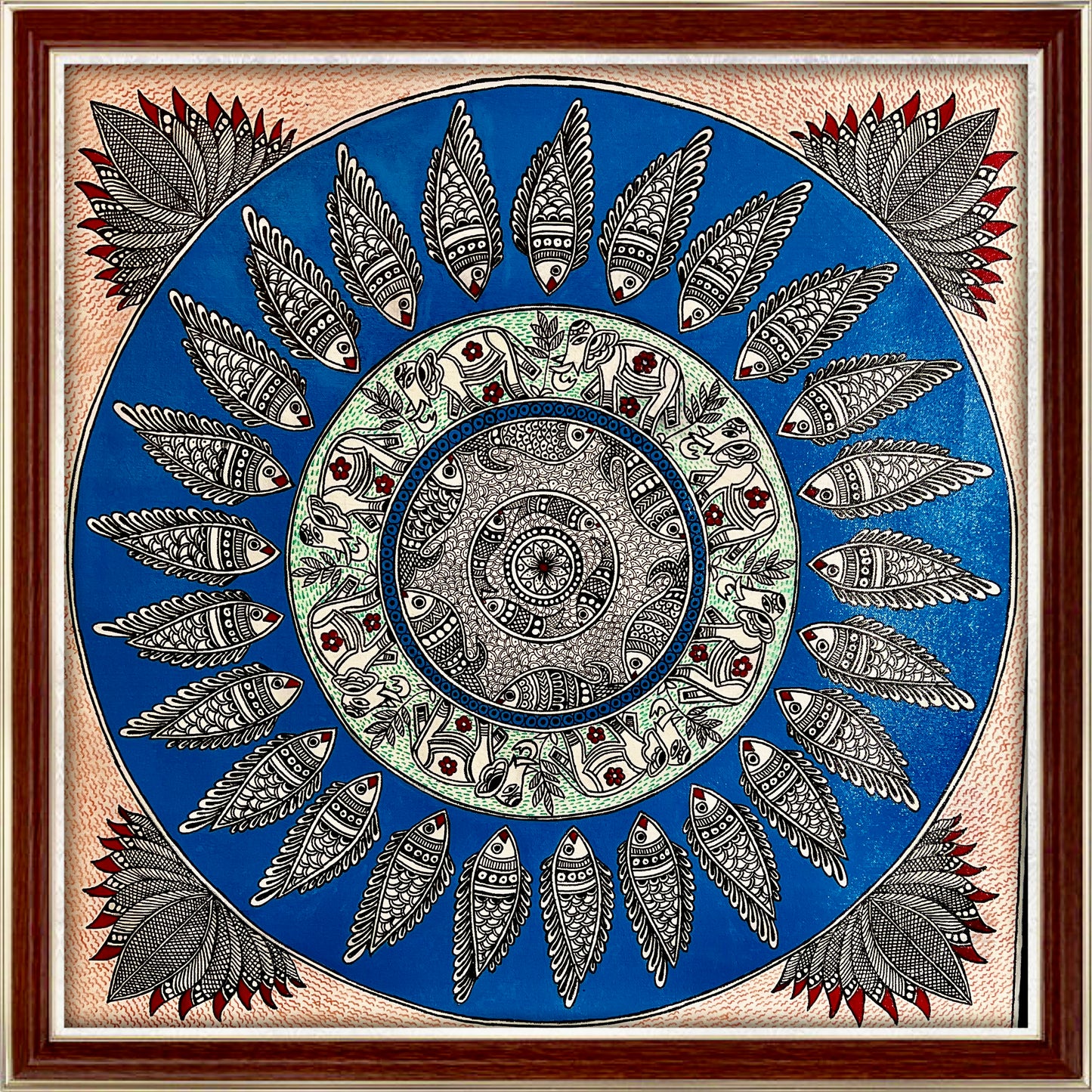 Madhubani Art on canvas 
Size: 27*27 inches