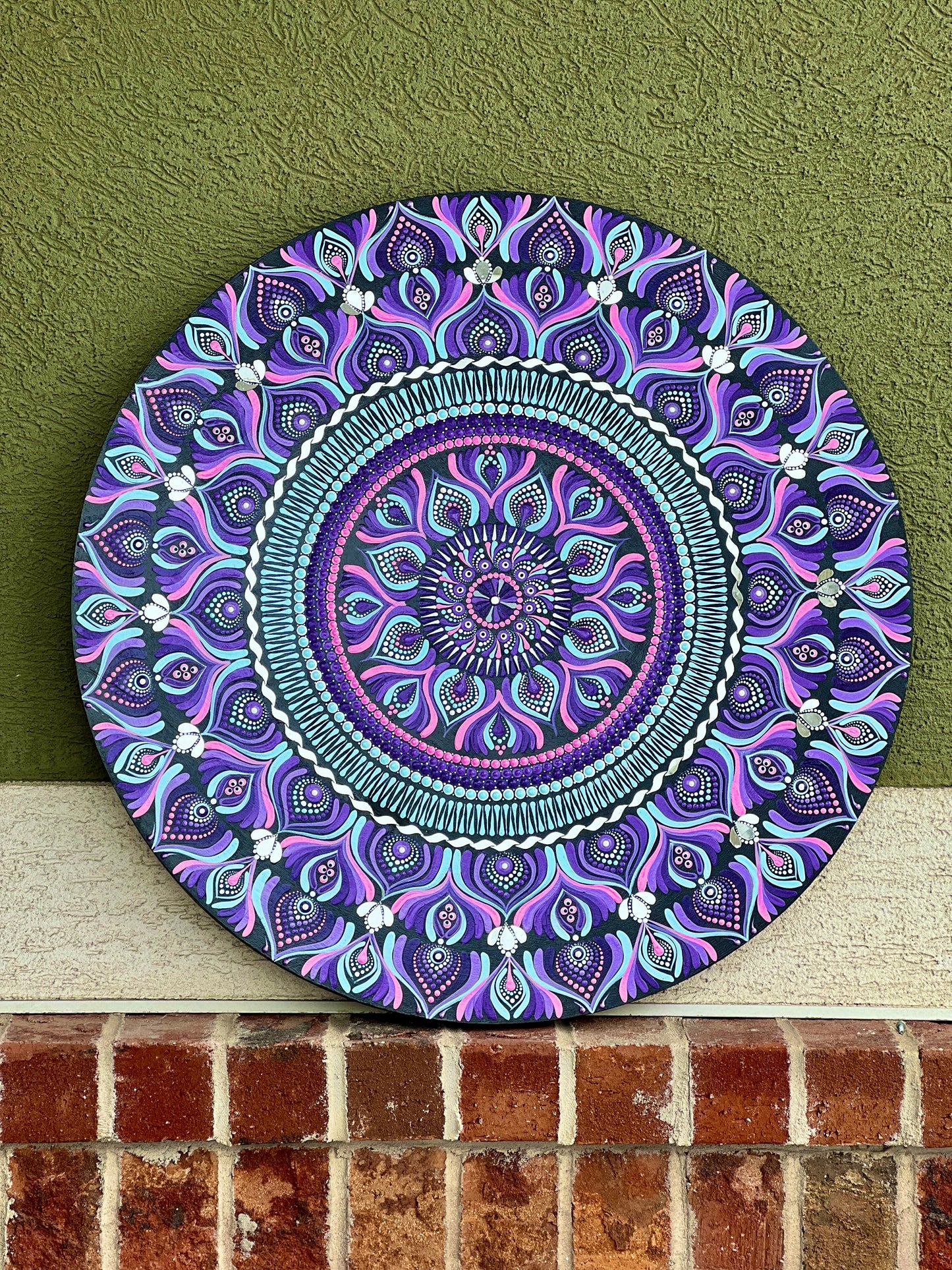 Handcrafted 24Inch Mandala Art on MDF Board