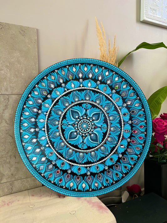 Handcrafted 18-Inch Mandala Art on MDF Board