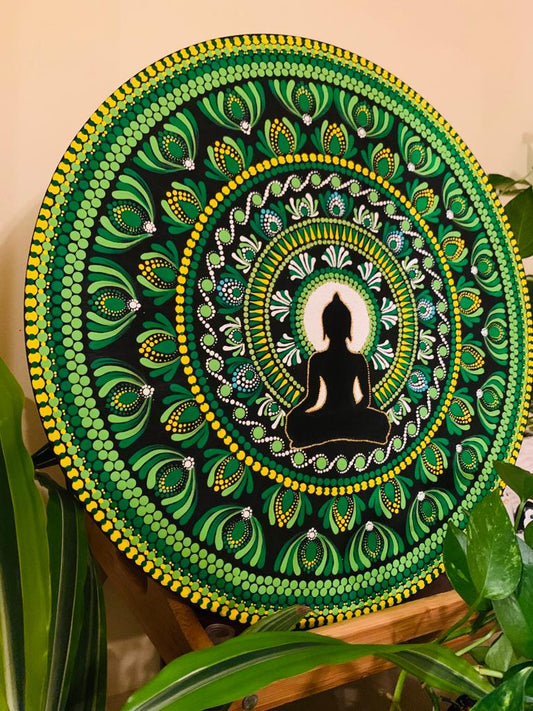 Buddha Mandala Acrylic Wood Canvas Art  (18 in MDF Board)